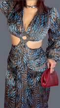 Blue & Mocha Mousse Cut Out Maxi Dress