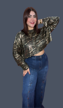 Black & Gold A. Print Top