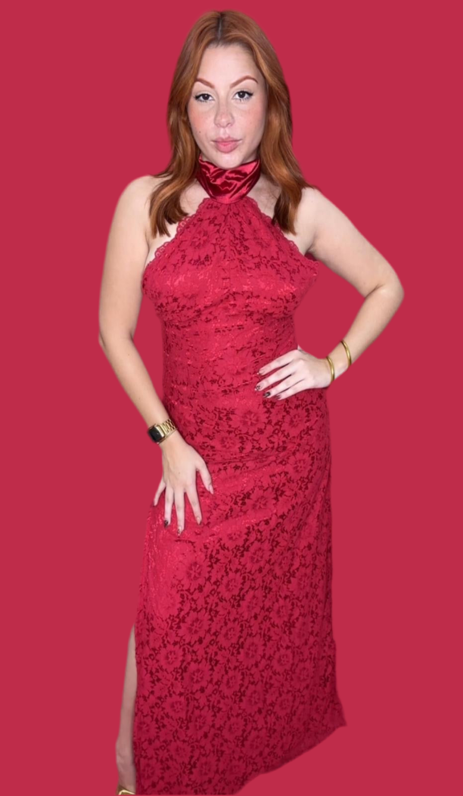 Red Christmas Lace Dress