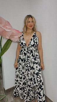 BLACK PRINT MAXI-DRESS