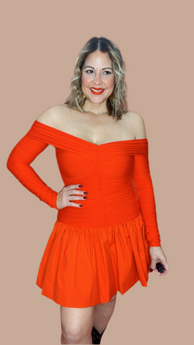 Cute Red Off Shoulder Mini Dress