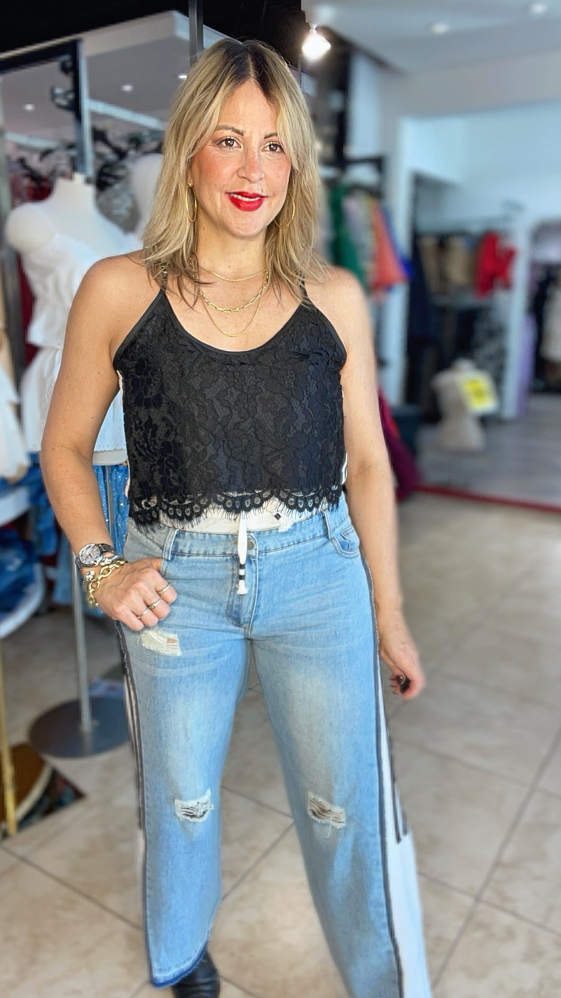 Black Side Stripe Jeans