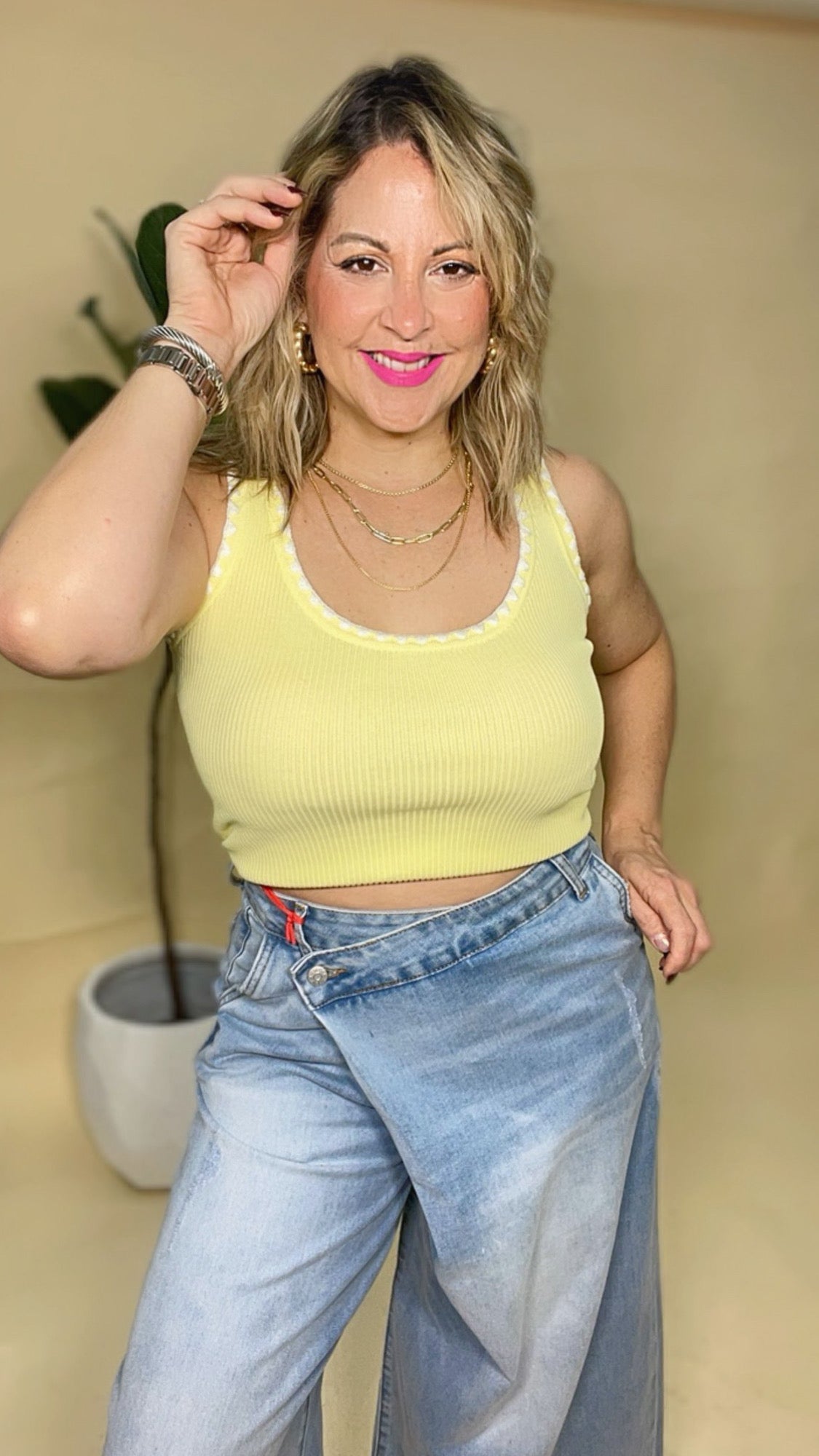 GALI PASTEL YELLOW & WHITE BASIC TOP