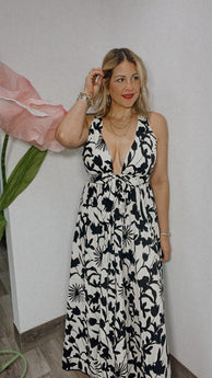 BLACK PRINT MAXI-DRESS