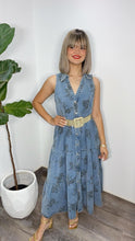 Print Denim Midi Dress