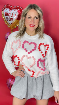 White Hearts Sweater