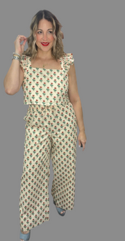 Red & Cream Floral Set