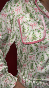 Pink & Green Christmas Tree PJ Set