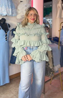 DANI BOHO SAGE GREEN BLOUSE