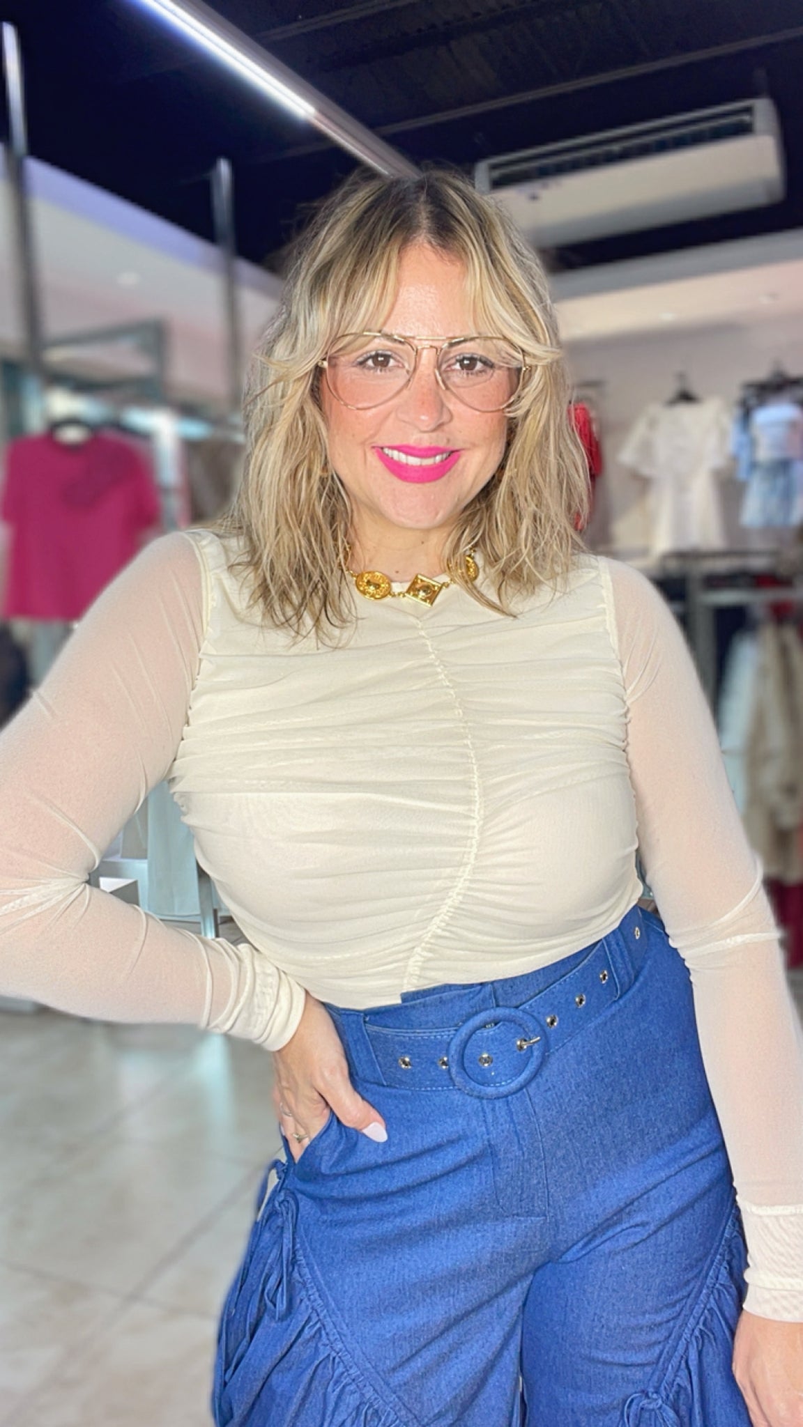 DASHA IVORY MESH TOP