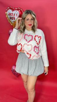 White Hearts Sweater