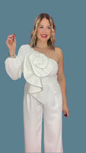 One Shoulder Flower White Jumpsuit