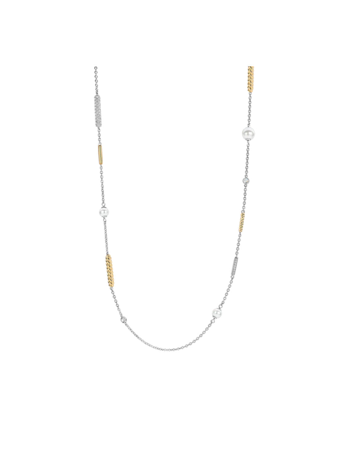 TI Sento LONG TWO TONE & PEARL NECKLACE