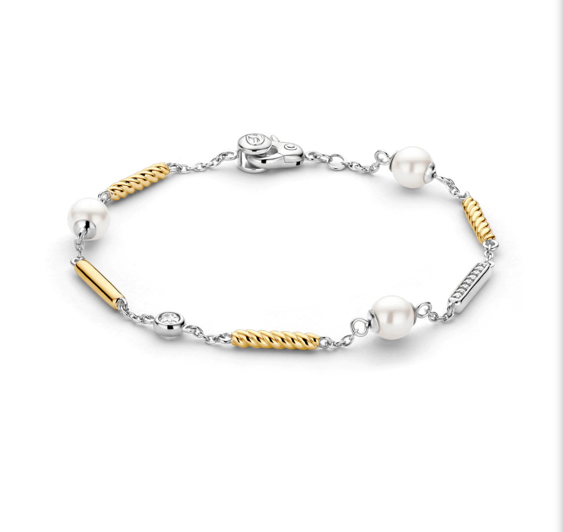 TI SentoTWO TONE & PEARL BRACELET