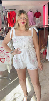 OLIVIA WHITE FLORAL ROMPER
