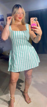Mint Green Striped Flare Mini Dress