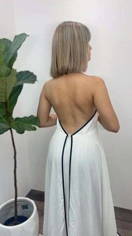 Emily White & Black Halter Maxi-Dress