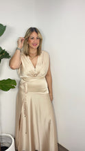 Champagne Satin Maxi-dress