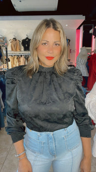 Black Satin Elegant Blouse