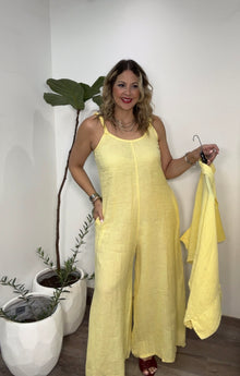 Italy Linen Jumpsuit (Yellow)