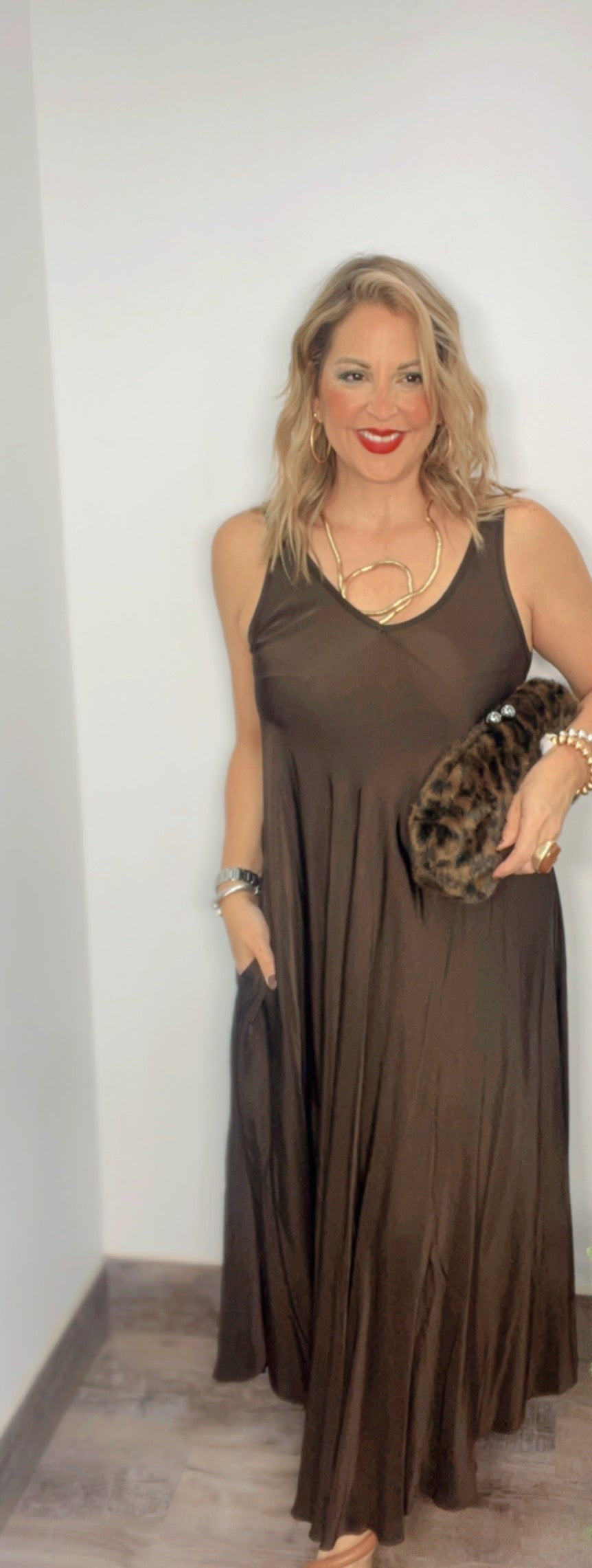 Café Cloud Satin Maxi Dress