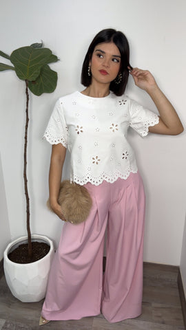 Eyelet Scallop Top (Gracia White)