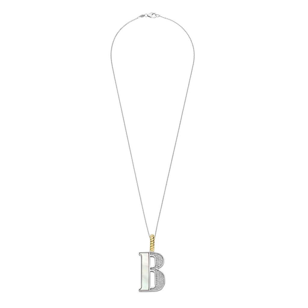 Mother Pearl  Letter B Pendant Necklace