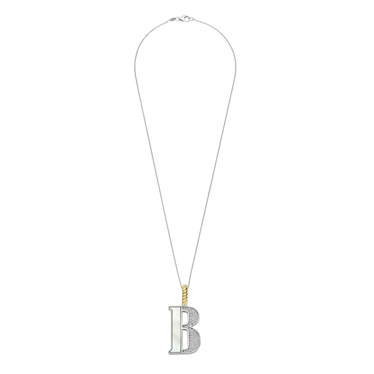 Mother Pearl  Letter B Pendant Necklace