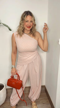 Blush Pink Ballon Genie Polka Dots Pants