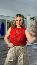 Red Pointelle Top