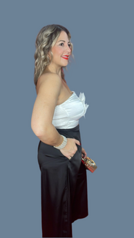 White Satin Bow Tube & Pant Set