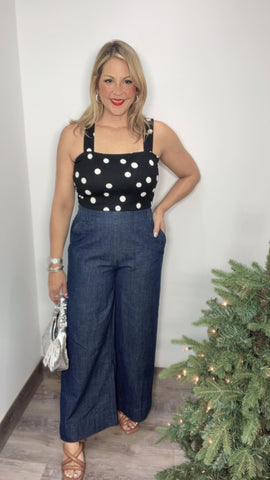 Classic Elastic Waist Denim Pants