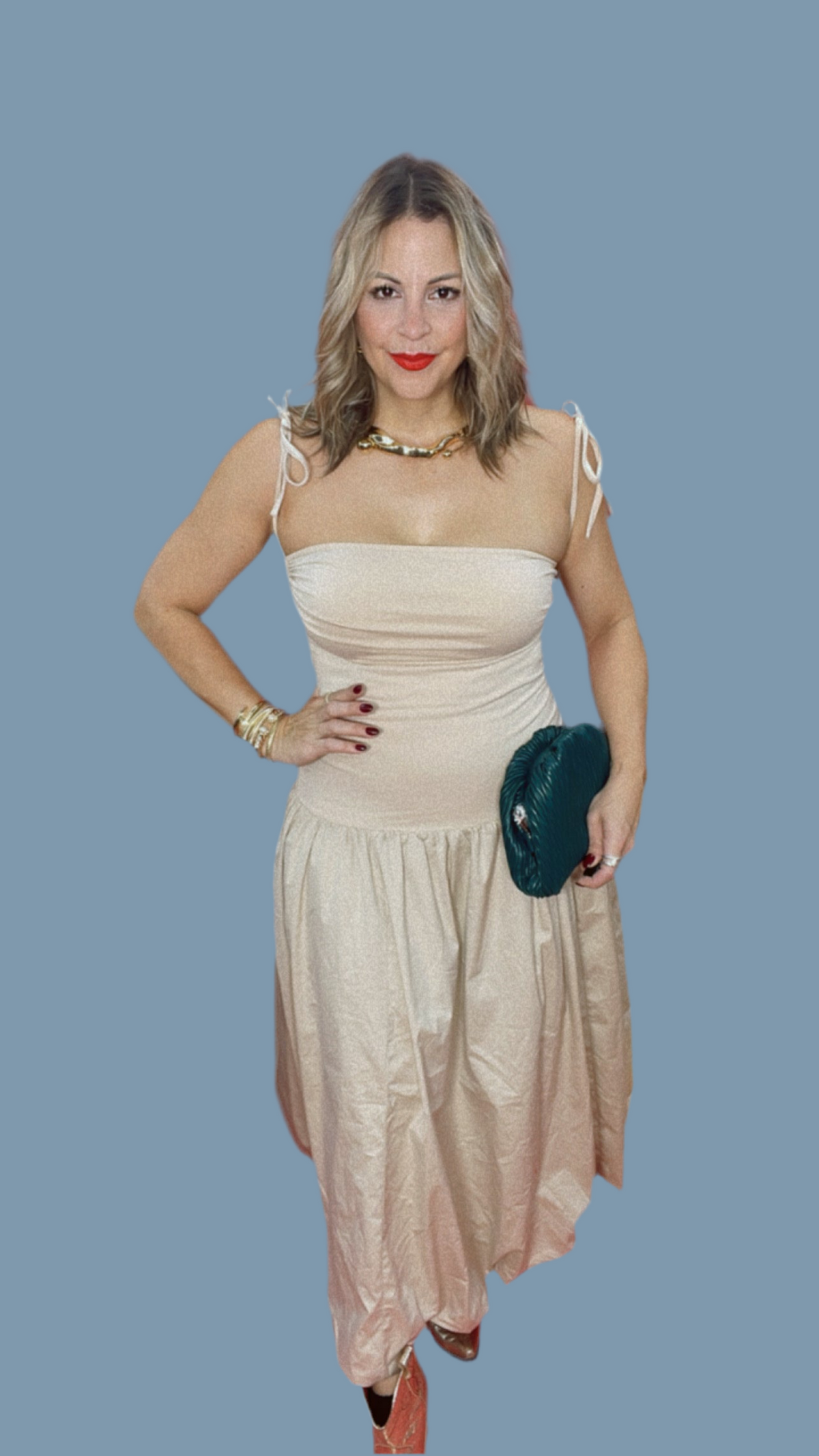 Balloon Cream Maxi Dress