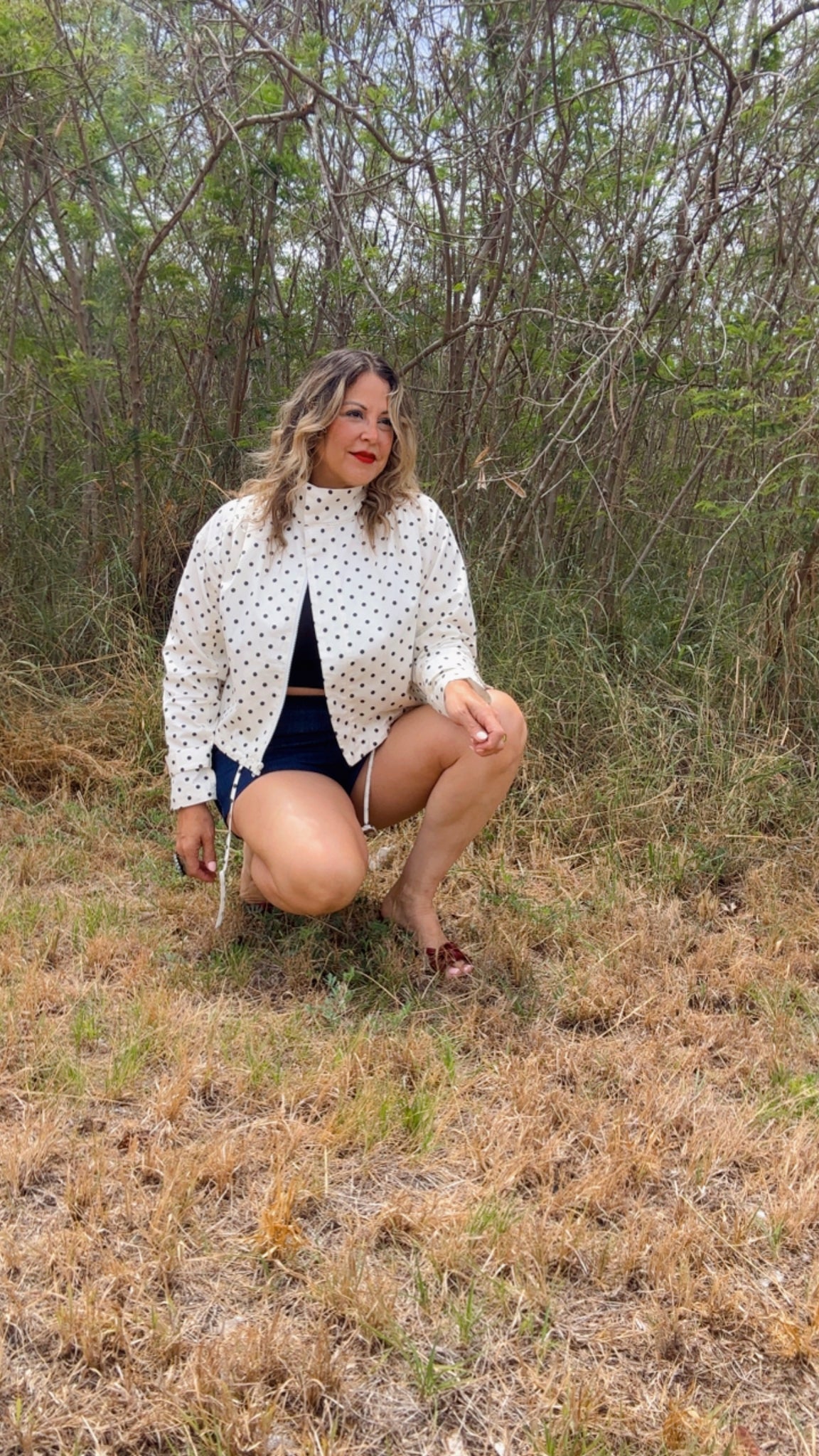 Polka Dot Mock Neck Jacket