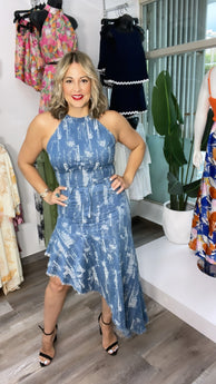 Denim Asymmetrical Skirt Set