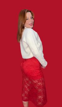 Ivory Knitted Cardigan Sweater