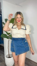 Frances Ivory Navy Blouse