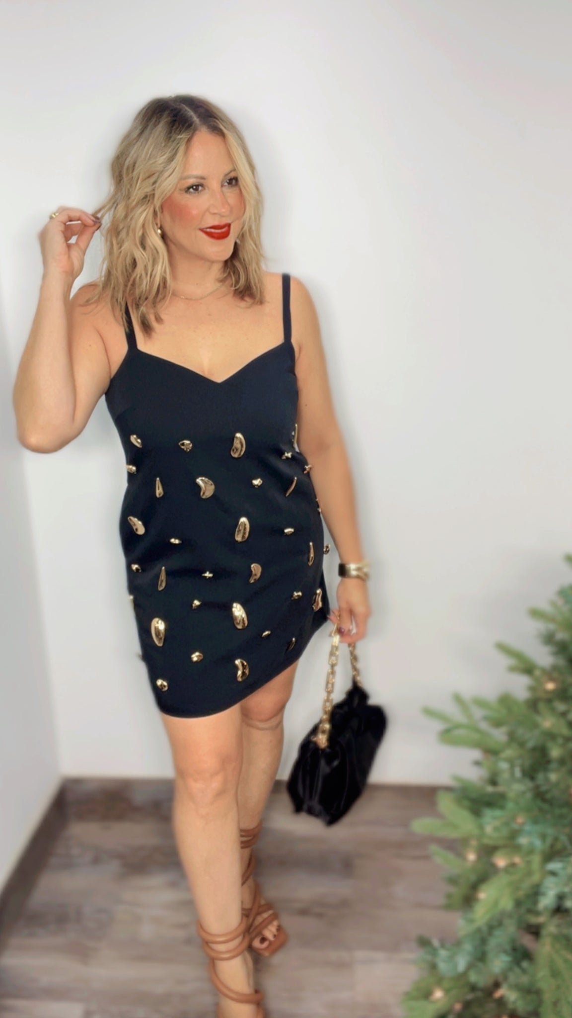 Gold Button Noir Dress