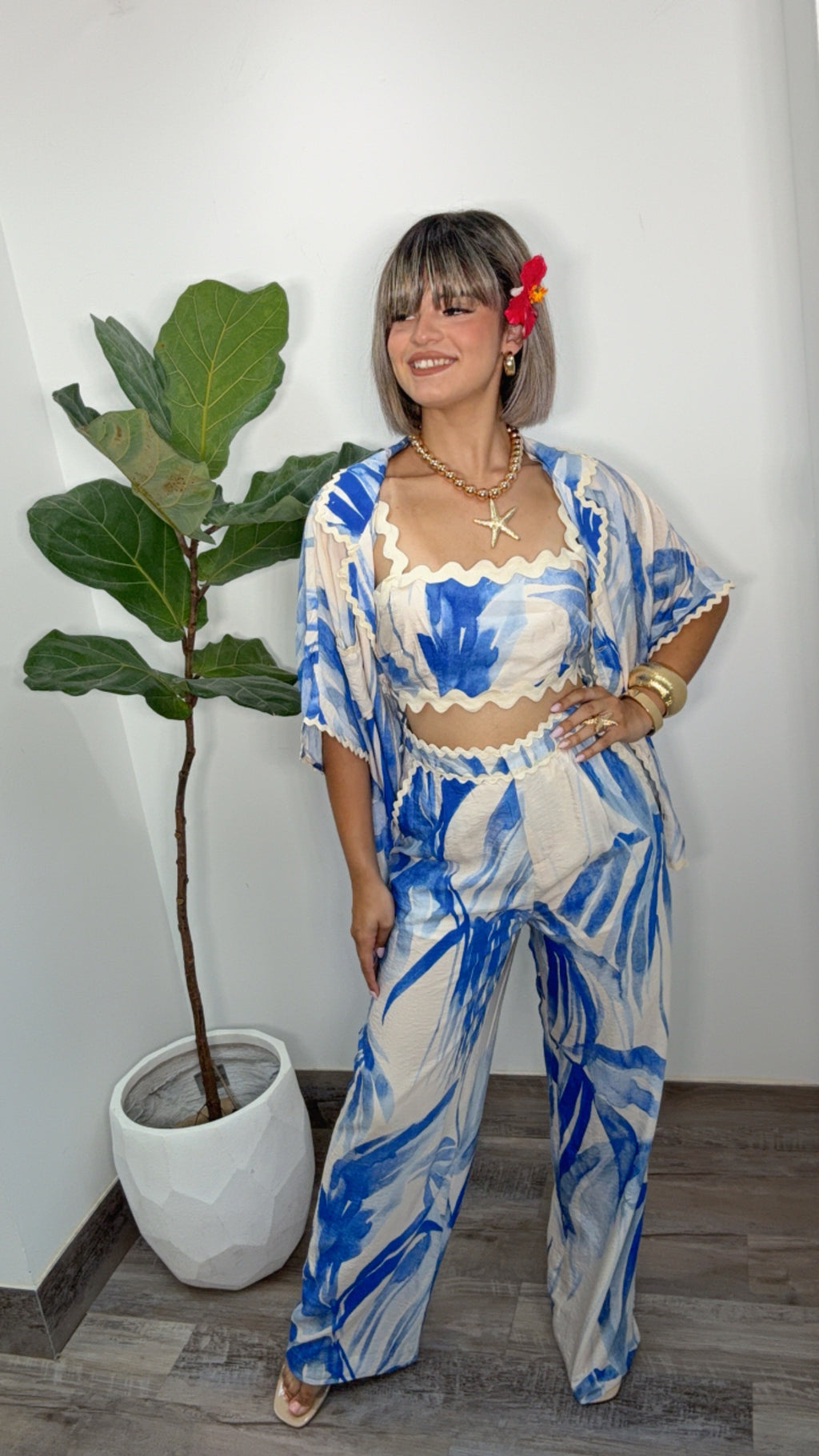 MAR AZUL CARIBEÑO TOP, BRA & PANT SET
