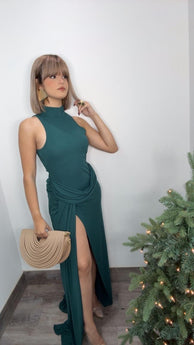 Emerald Drape Maxi Dress
