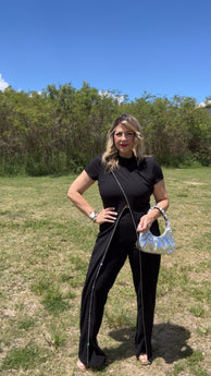 Susanne Short Sleeve Front-Slit Jumpsuit