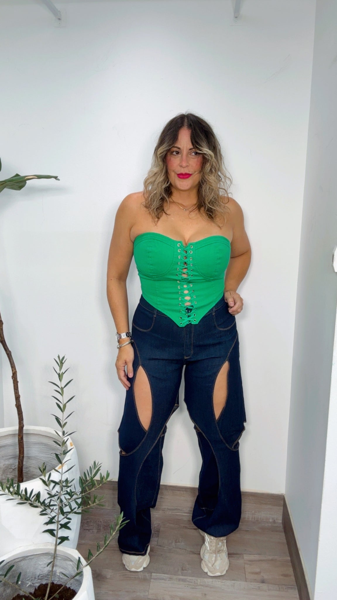 Cut Out Dark Denim Jean