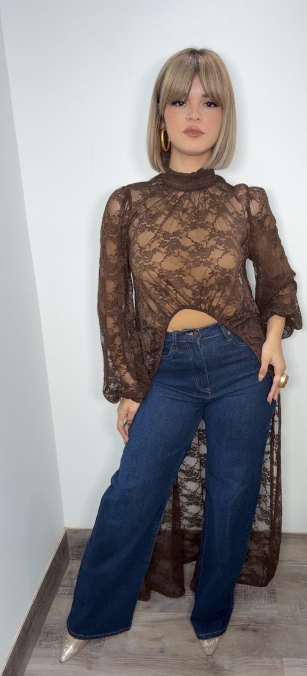 Chocolate Overlay Lace Top