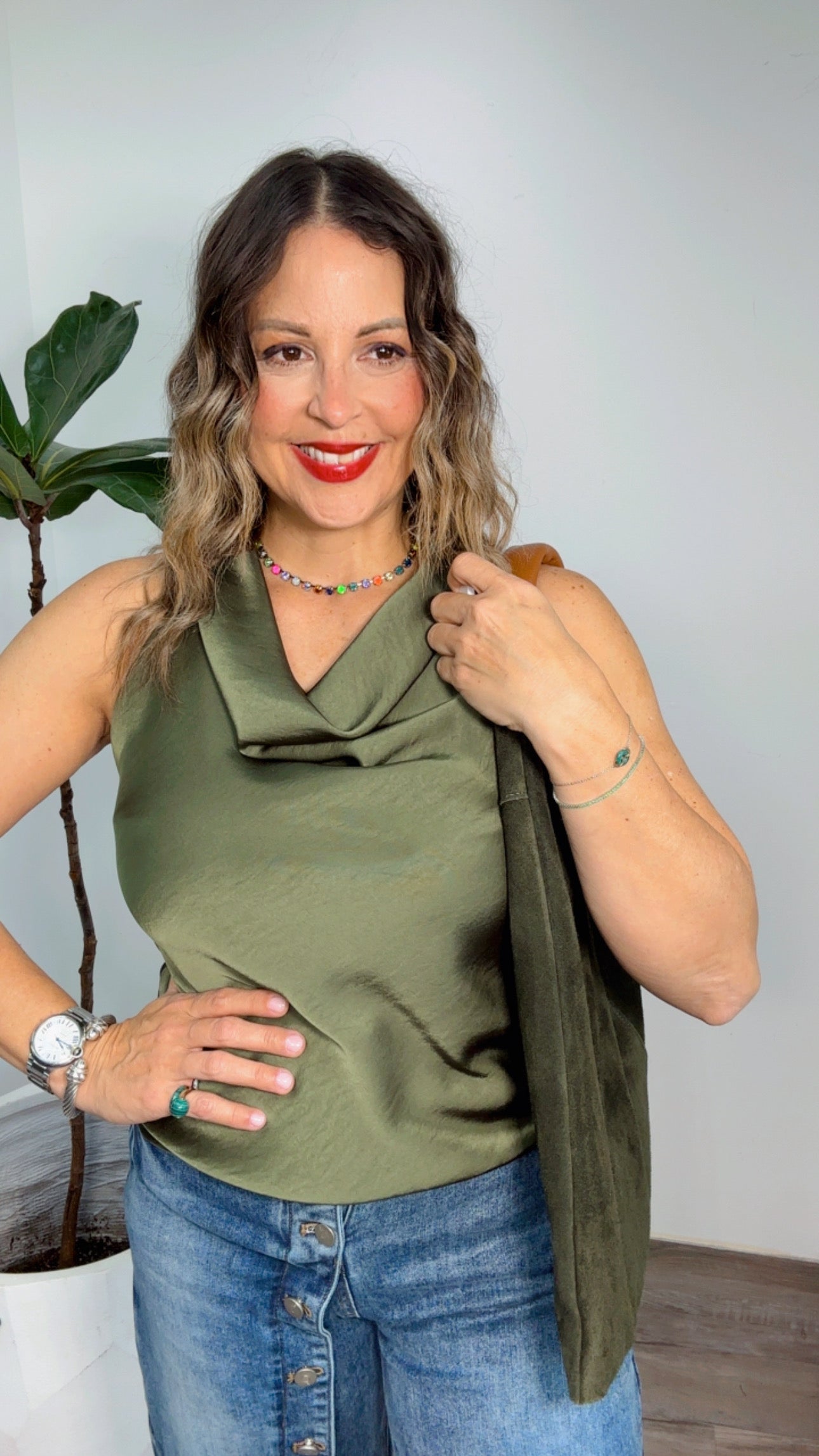 Olive Cowl Top