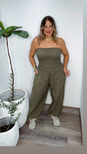 Olive Escape Smocked Jumpsuit