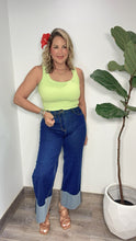 Indigo Cuff Up Wide  Leg Jean