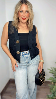 Crochet Black Vest