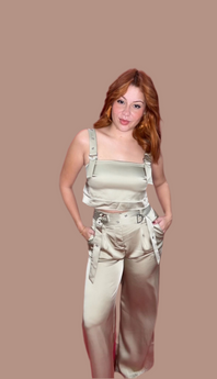 Sage Green Satin Top & Pant Set
