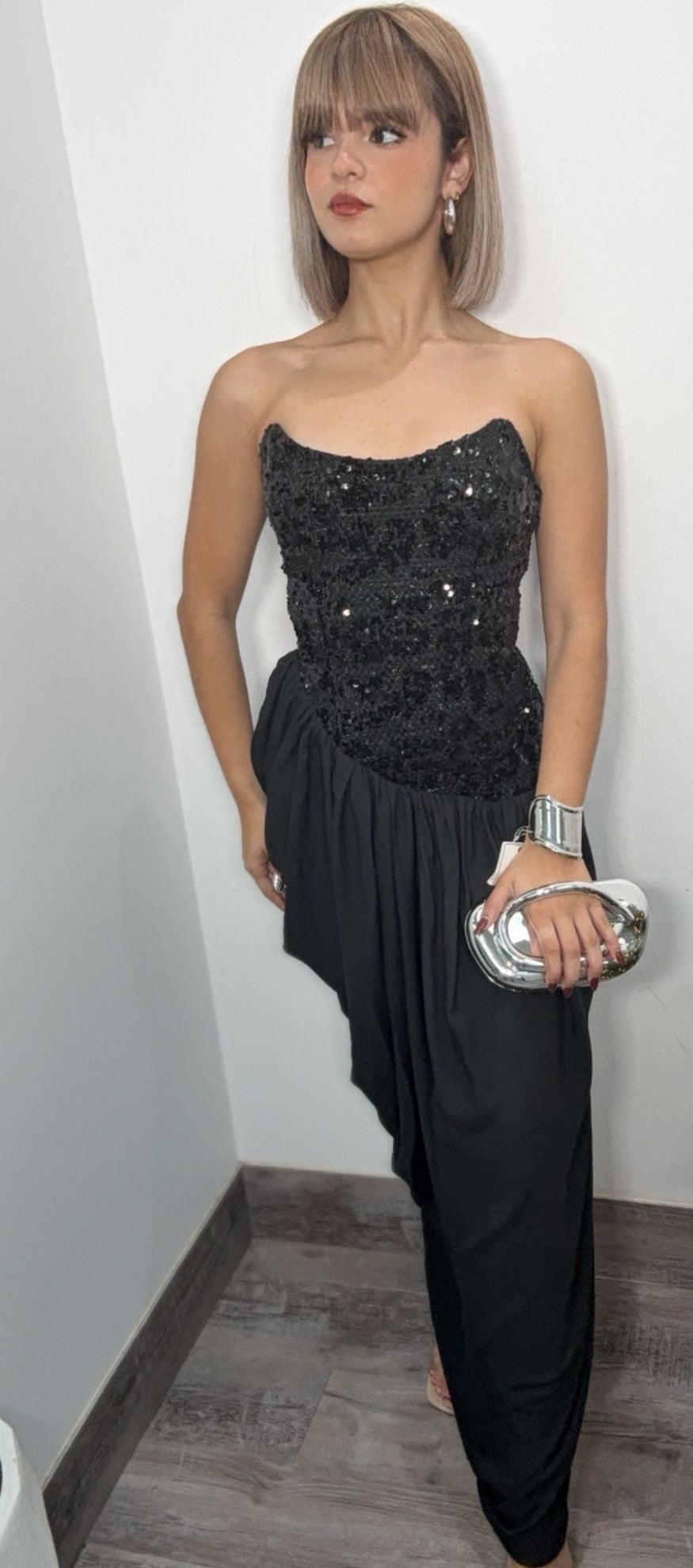 Gloss & Draped Maxi Dress
