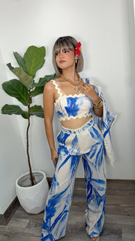 MAR AZUL CARIBEÑO TOP, BRA & PANT SET